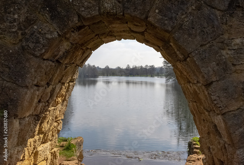 View of Eleven Acre Lake in Stowe, Buckinghamshire, United Kingdom