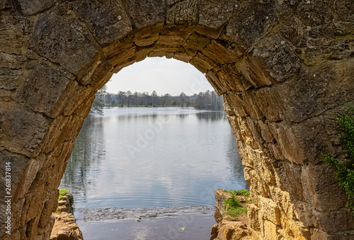View of Eleven Acre Lake in Stowe, Buckinghamshire, United Kingdom