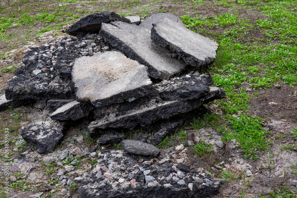 Bad roads. Repair asphalt road. Destruction of the roadway. Destruction of roads, pits on the road Bad roads. Repair asphalt road. Destruction of the roadway. Destruction of roads, pits on the road