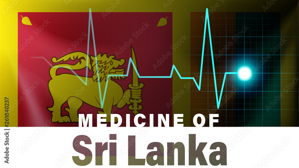 Sri Lanka flag and heartbeat line illustration. Medicine of Sri Lanka with country name
