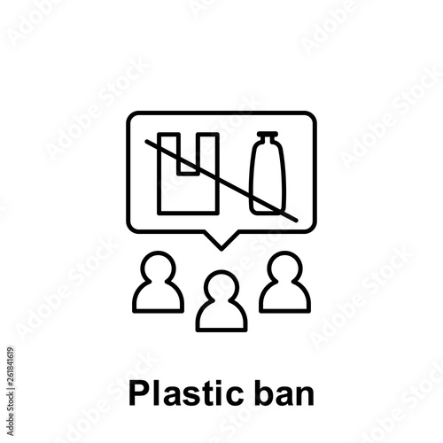 Plastic ban, social awareness icon. Element of pollution problems icon. Thin line icon for website design and development, app development. Premium icon