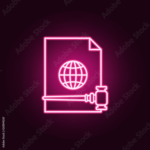 international Court neon icon. Elements of Law & Justice set. Simple icon for websites, web design, mobile app, info graphics