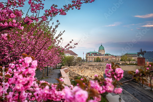 Photography Budapest, Hungary - The famous Buda Castle Royal Palace on a Spring afternoon wi