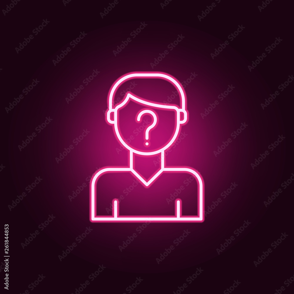 Suspect, man, question mark neon icon. Elements of Law & Justice set. Simple icon for websites, web design, mobile app, info graphics Suspect, man, question mark neon icon. Elements of Law & Justice set. Simple icon for websites, web design, mobile app, info graphics