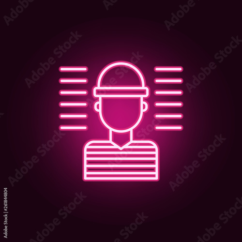 Prisoner, man neon icon. Elements of Law & Justice set. Simple icon for websites, web design, mobile app, info graphics