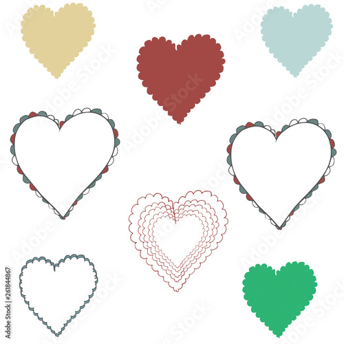 hearts vector clip art doodle drawing love ribbon on white background