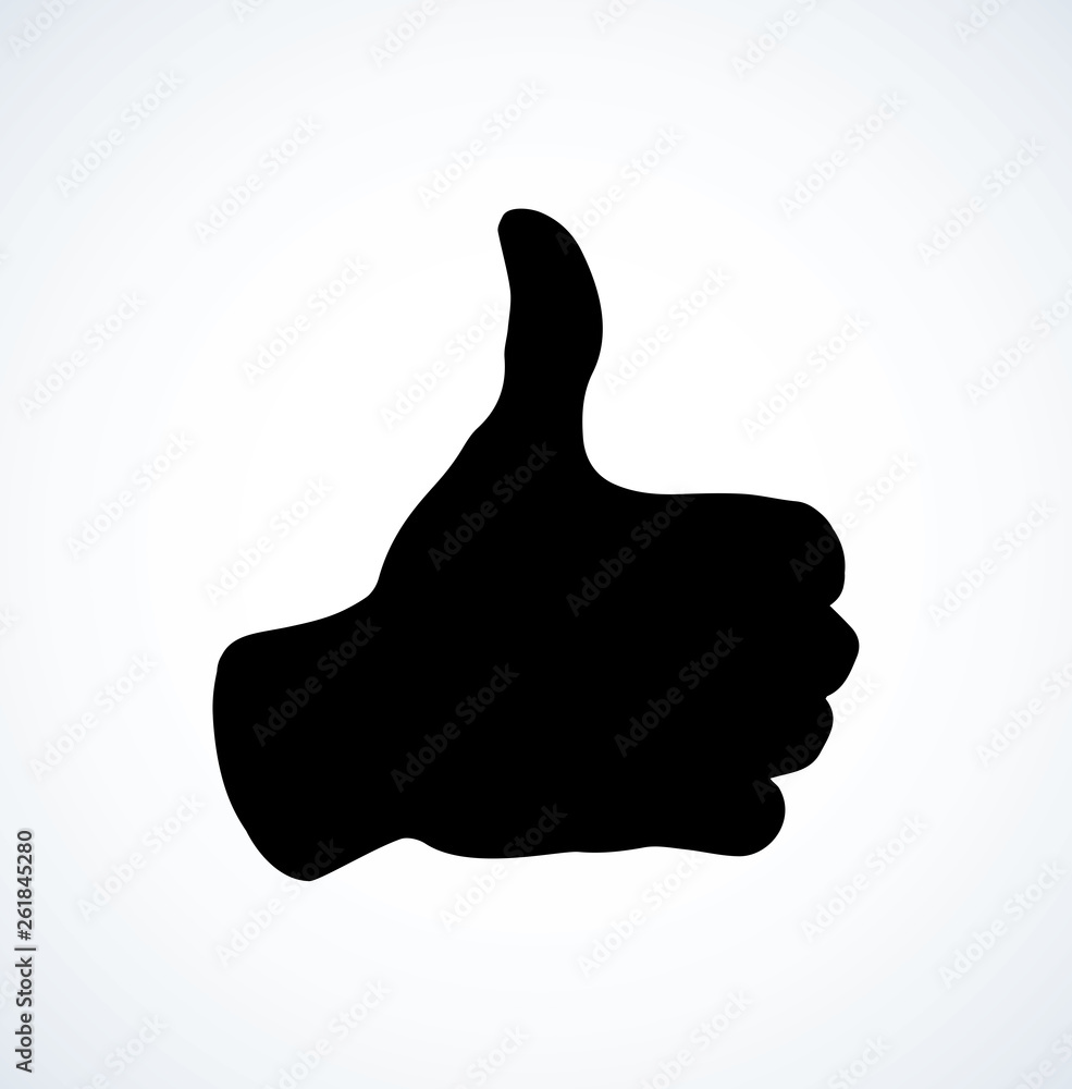 Thumb up. The sign is excellent. Vector drawing Thumb up. The sign is excellent. Vector drawing