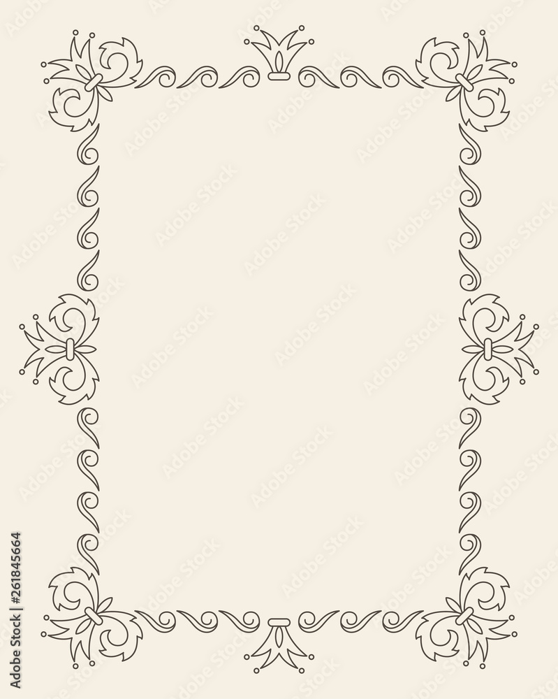 Vintage Ornament Greeting Card Vector Template. Retro Luxury Invitation, Royal Certificate. Flourishes frame. Vintage Background, Vintage Frame, Vintage Ornament, Ornaments Vector, Ornamental Frame.