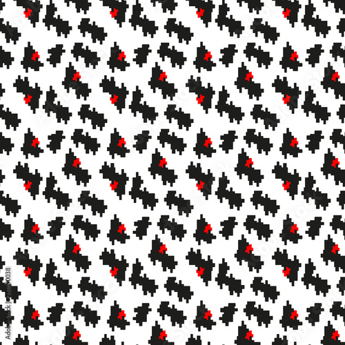 Seamless black  red and white pattern with protruding teeth. Vector houndstooth. EPS 10
