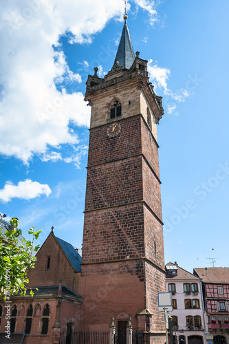 The Belfry tower (Kapellturm) in Obernai town center. Alsace wine route, France photo