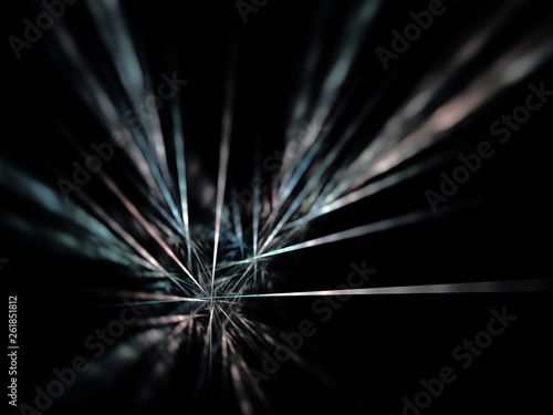 Blurred abstract colorful modern illustration of energy rays in perspective. Energy transfer at high speed.