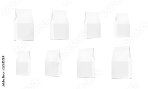 Realistic packaging mockups. Perspective view. Vector illustration isolated on white background. Can be use for medicine, food, cosmetic and etc. EPS10.	