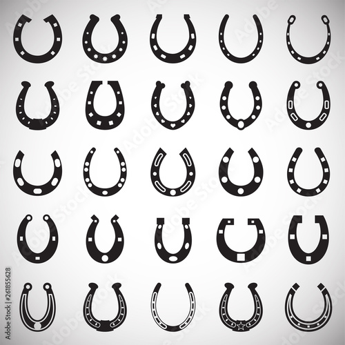 Foto Horse shoe icons set on white background for graphic and web design