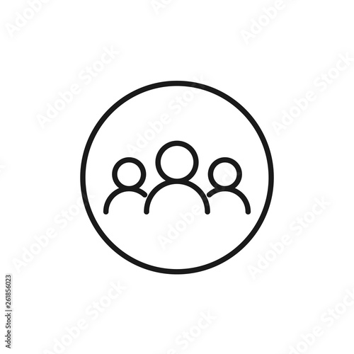 Conference - outline icon on white background. Group of people icon. Many users together. Vector illustration.
