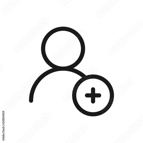 User with plus icon. Add user icon illustration. Vector icon. Add friend on social media icon.