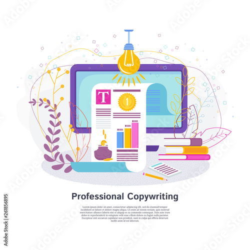 Professional Copywriting Concept. Creating selling texts to promote a brand