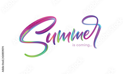 Summer Handwritten brush stroke acrylic paint lettering. Vector millustration