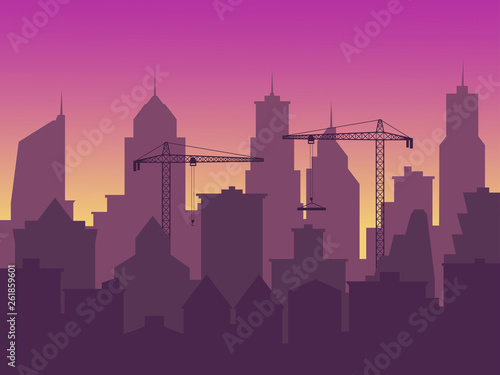 construction of a new skyscraper, an increase in the city, urbanization. EPS-10