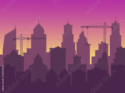 construction of a new skyscraper, an increase in the city, urbanization. EPS-10