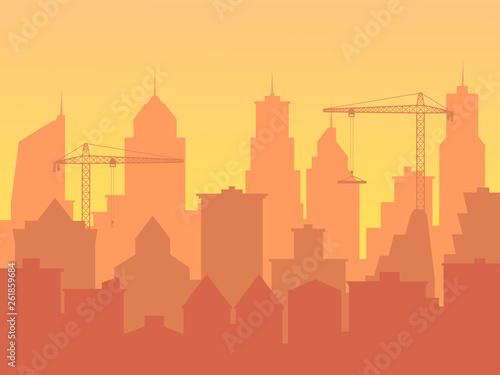 construction of a new skyscraper, an increase in the city, urbanization. EPS-10