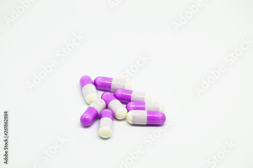 Medicines of various colors in the form of tablets, capsules and gelatin