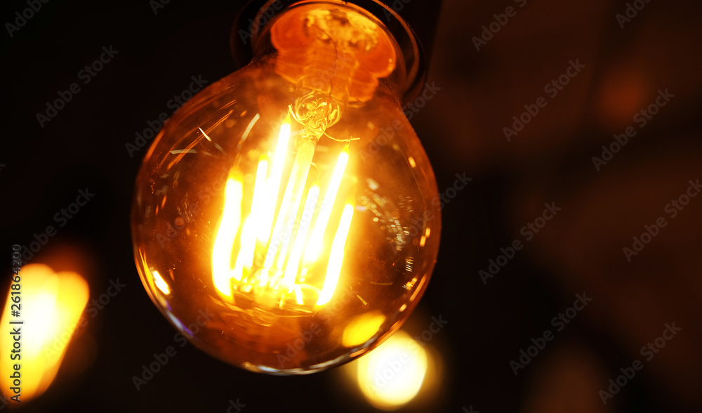 Ceiling lamps on dark background in store Ceiling lamps on dark background in store