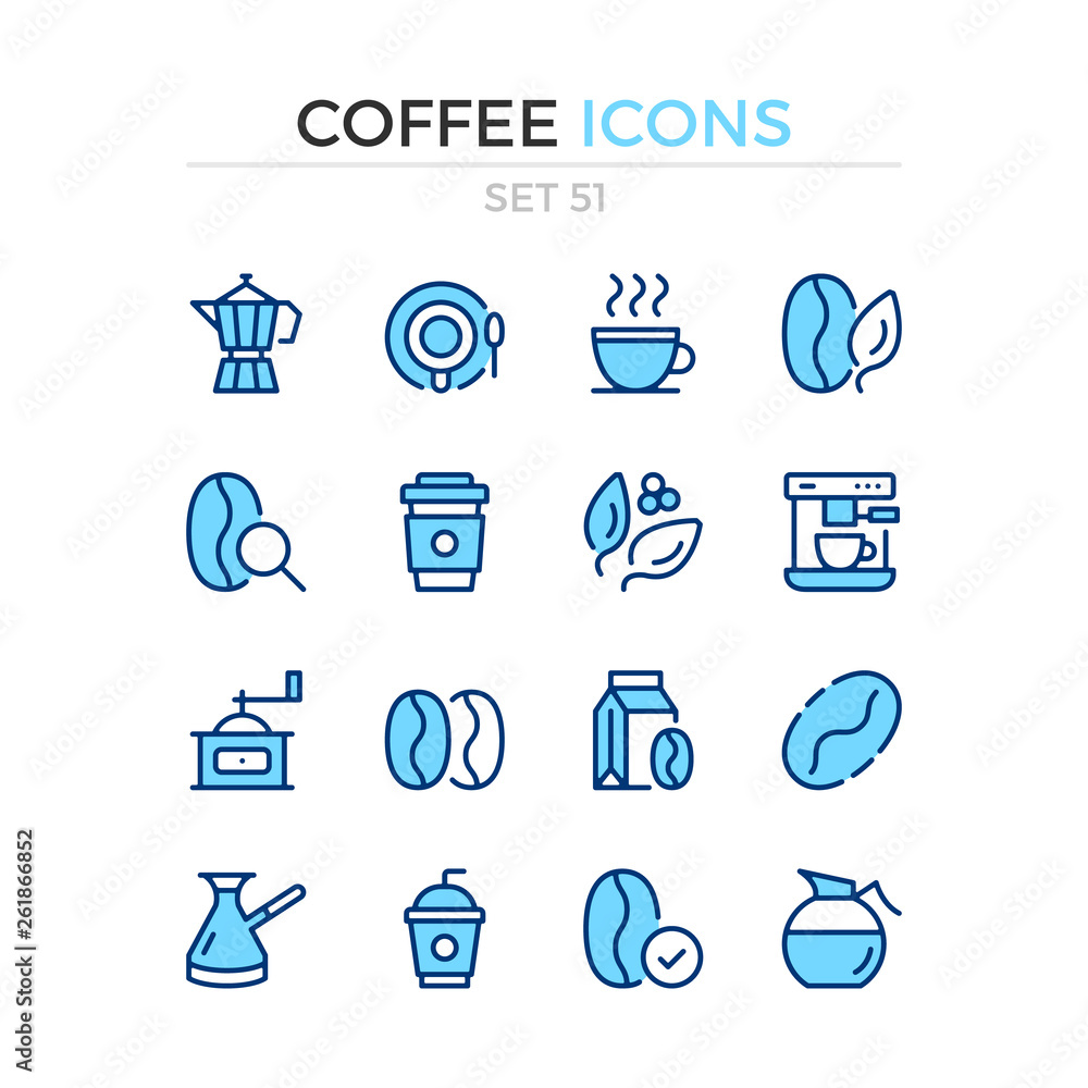 Coffee icons. Vector line icons set. Premium quality. Simple thin line design. Modern outline symbols, pictograms. Coffee icons. Vector line icons set. Premium quality. Simple thin line design. Modern outline symbols, pictograms.
