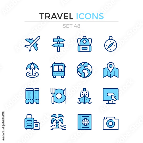 Travel icons. Vector line icons set. Premium quality. Simple thin line design. Modern outline symbols, pictograms.