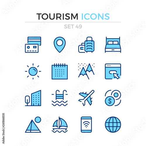 Tourism icons. Vector line icons set. Premium quality. Simple thin line design. Modern outline symbols, pictograms.