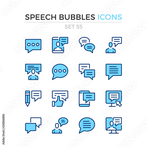 Speech bubbles icons. Vector line icons set. Premium quality. Simple thin line design. Modern outline symbols, pictograms.