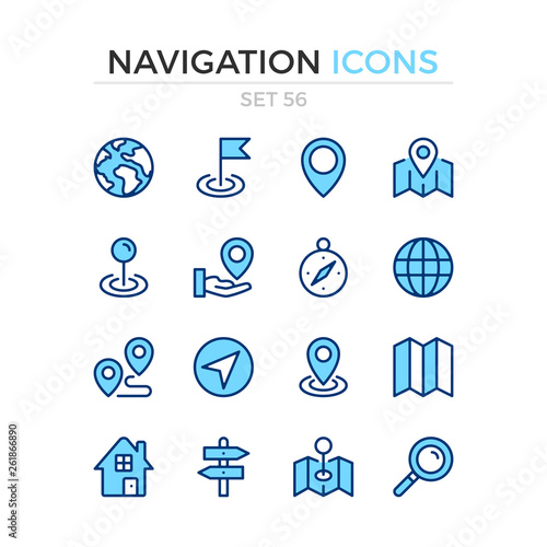 Navigation icons. Vector line icons set. Premium quality. Simple thin line design. Modern outline symbols, pictograms.