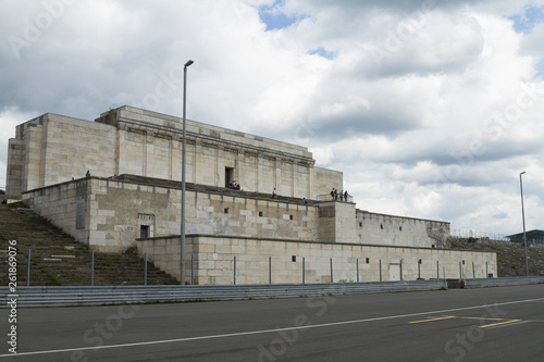 Nuremberg, Germany - Aug 22, 2016:  Ruins of the Zeppelin Field, where from 1933 former Nazi National Socialists used the area for their Party Rallies in Nuremberg.