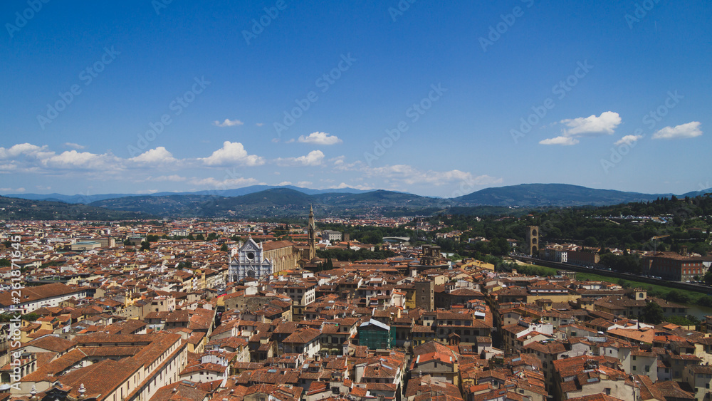 Aerial view of buildings and the city of Florence, Italy