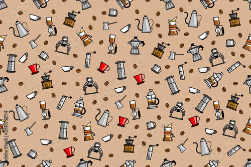 Seamless Pattern Of Coffee Brewer