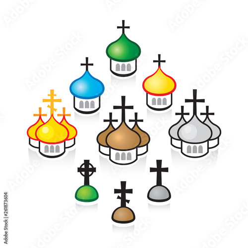 Christian Orthodox churches. Religious temples, architectural structures.