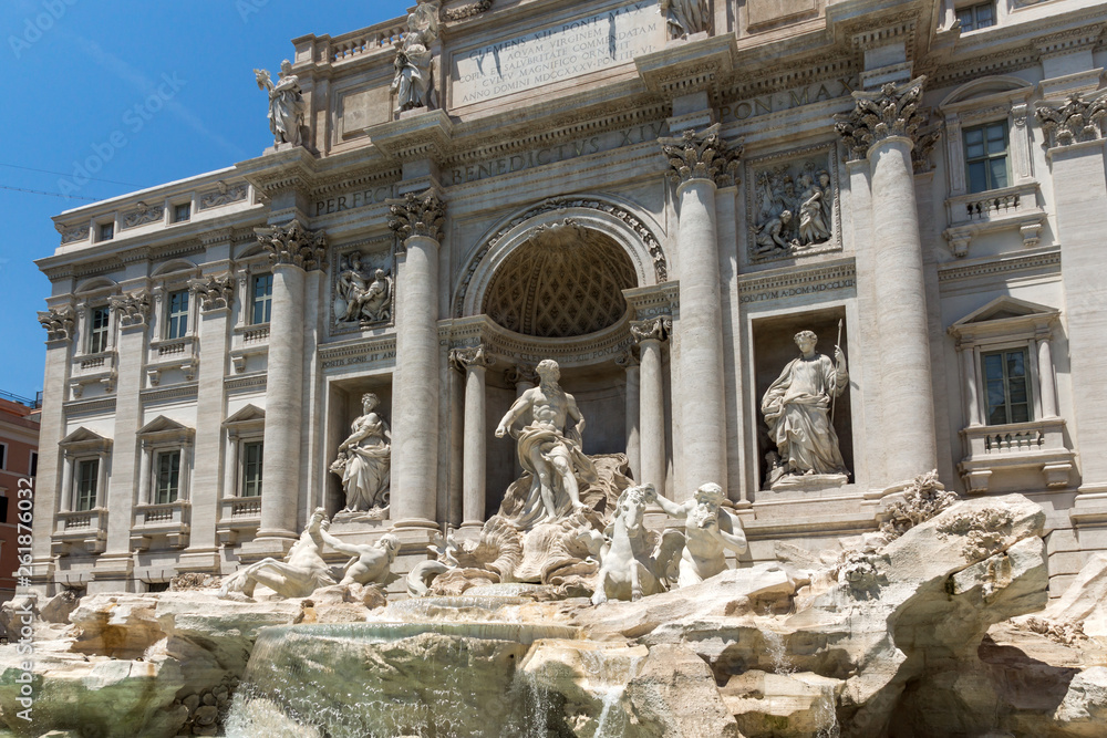 Amazing view of Trevi Fountain (Fontana di Trevi) in city of Rome, Italy