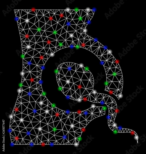 Bright mesh artificial insemination with lightspot effect. White wire frame polygonal mesh in vector format on a black background. Abstract 2d mesh designed with polygonal grid, dots,