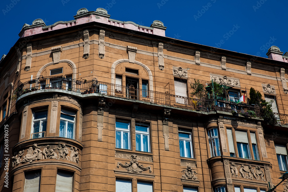 Beautiful architecture of the buildings at Budapest city center