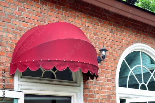 Red awning front store building