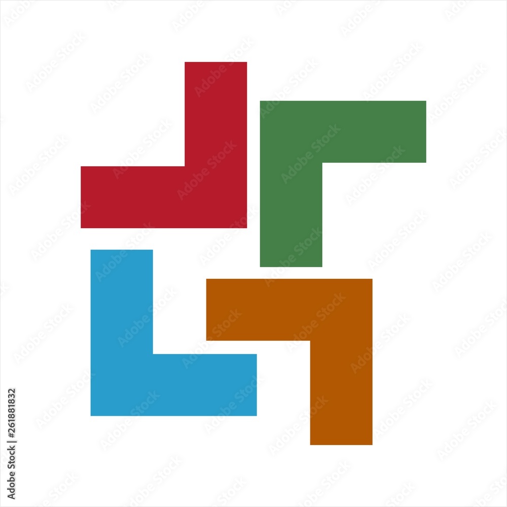 Colourful puzzle or jigsaw teamwork company logo