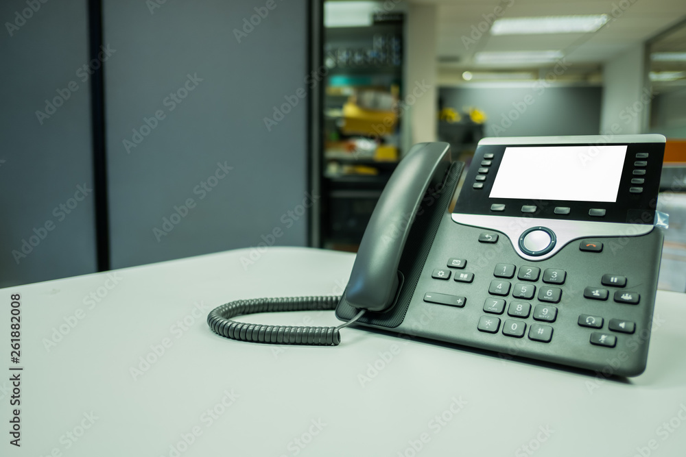 Closeup ip phone on the desk office Closeup ip phone on the desk office