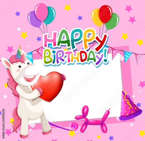 Canvas Print Unicorn on birthday frame