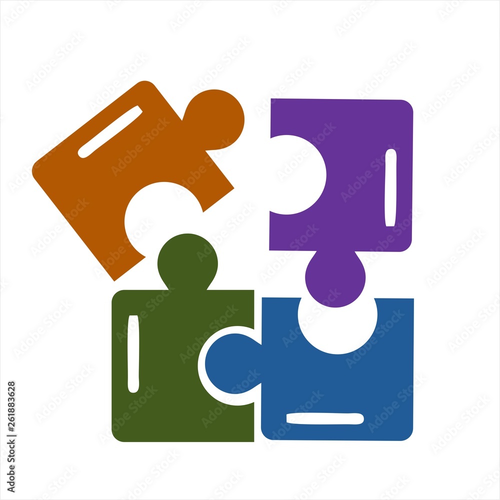 Colourful puzzle teamwork symbol logo Colourful puzzle teamwork symbol logo