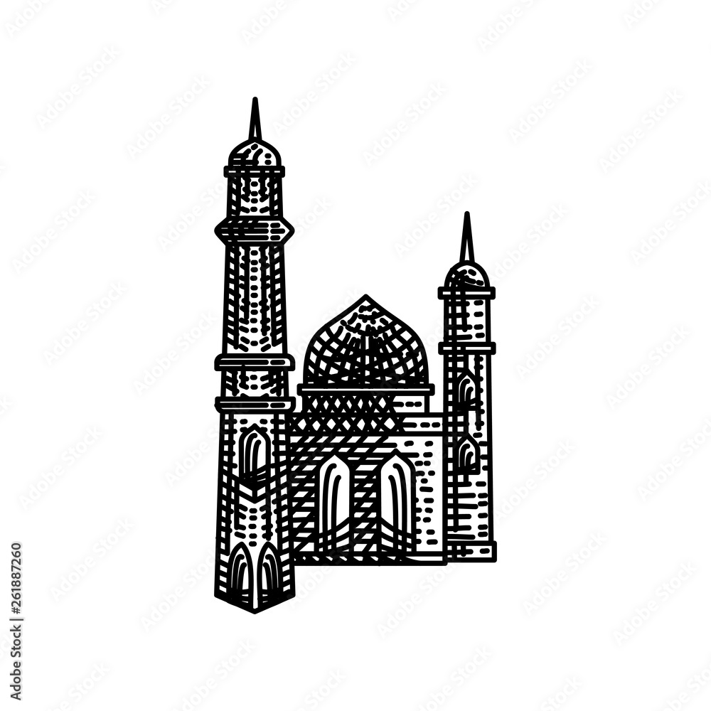 Obraz premium Mosque icon vector Illustration design template