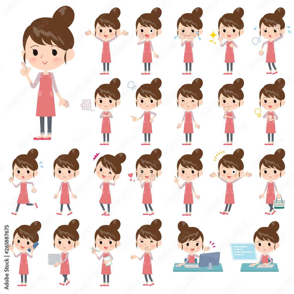 Ballet Bun hair Apron mom_emotion/同じシリーズはtoyotoyoポートフォリオ内から「親しみ デフォルメ」と検索してください Ballet Bun hair Apron mom_emotion/同じシリーズはtoyotoyoポートフォリオ内から「親しみ デフォルメ」と検索してください
