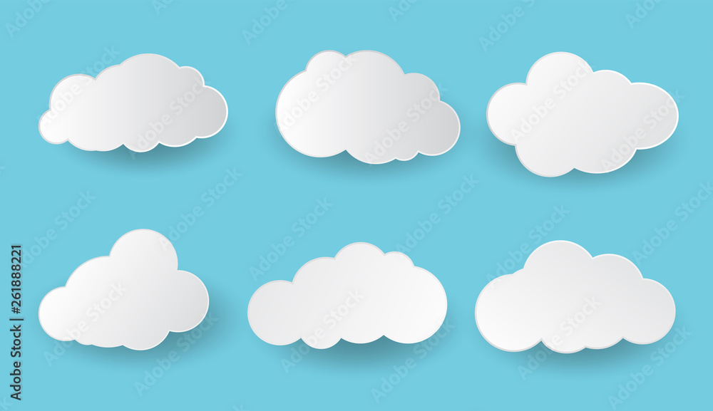 clouds paper style, vector illustration clouds paper style, vector illustration