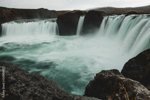 Picturesque and famous Godafoss waterfall, Iceland. Nordic nature