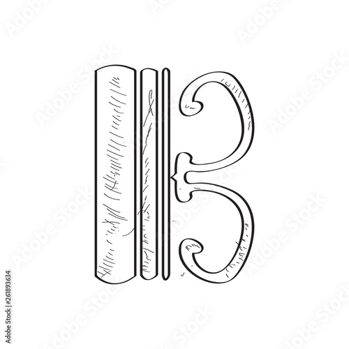 Isolated tenor clef sketch. Comic musical note. Vector illustration design
