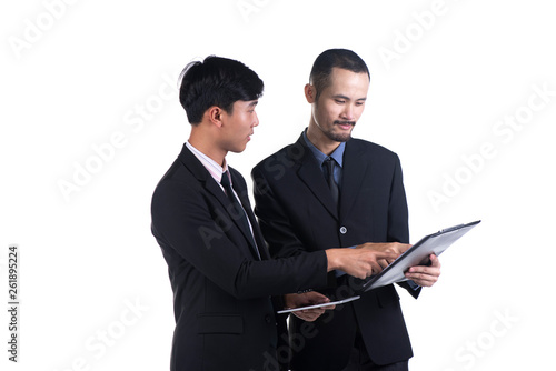 Two businessmen are discuss...
