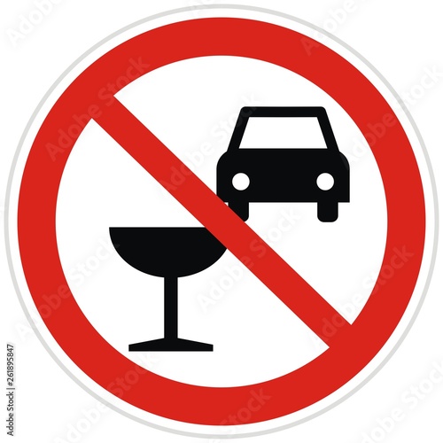 Don't drink and drive, road sign, Prohibition symbol, Simple flat design illustration, vector icon
